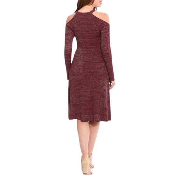 NWT LONDON TIMES Cold Shoulder Ribbed Knit A-line Midi Dress, Large - Picture 2 of 10